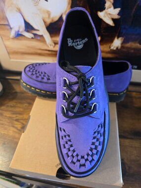 Dr Martens Ramsey Woven Suede Creepers Purple Mens Size 10 US NEW RARE